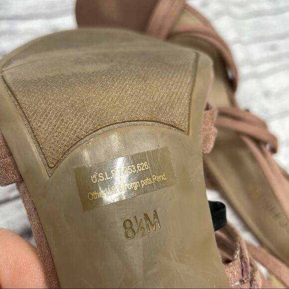 MARC FISHER High Heels Womens Size 8.5 Pink Strappy Suede Date Event Formal - Picture 10 of 11